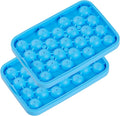 Obsoorth Round Ice Cube Tray 2 Pack BPA Free Silicone Flexible Easy Release 1.1 Inch x 50PCS Small Ice Ball Maker Mold for Whiskey, Cocktail, Chilling (Blue)