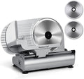 Meat Slicer, Techwood Electric Deil Food Slicer with Removable 9” Stainless Steel Blade, Deli Cheese Fruit Vegetable Bread Cutter with Adjustable Knob for Thickness, Food Carriage & Non-Slip Feet