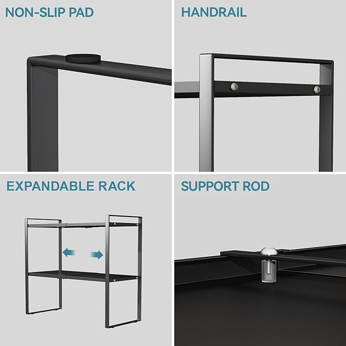 Aiusafacai Cabinet Shelf Expandable Height Adjustable Organizer Riser for Kitchen Cabinet Pantry Cupboard Under Sink Countertop Organization