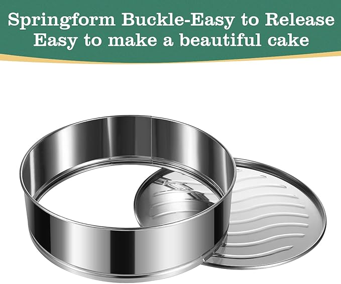 E-Gtong Springform Pan, Stainless Steel Springform Cake Pan, Leakproof & Nonstick Cheesecake Pan, 4" 7" 9" Round Cake Molds with 50 Pcs Paper Liners and 7 Pcs Piping Tips