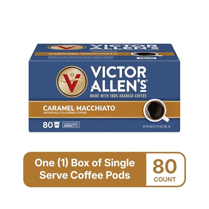 Victor Allen Coffee, Caramel Macchiato Single Serve K-cup, 80 Count (Compatible with 2.0 Keurig Brewers)