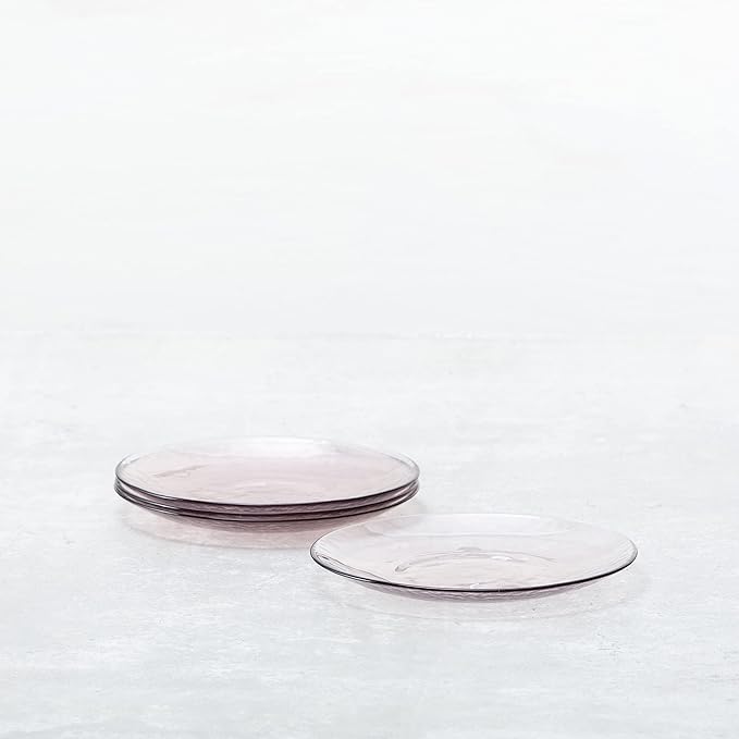 Fortessa Los Cabos Glass Dinnerware Collection, Salad Plate (Set of 4), 8 Inch, Pink
