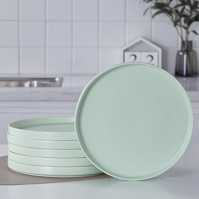 Stone Lain Stella Dinner Plate 6-Piece Set, Round, Porcelain, Lime Green