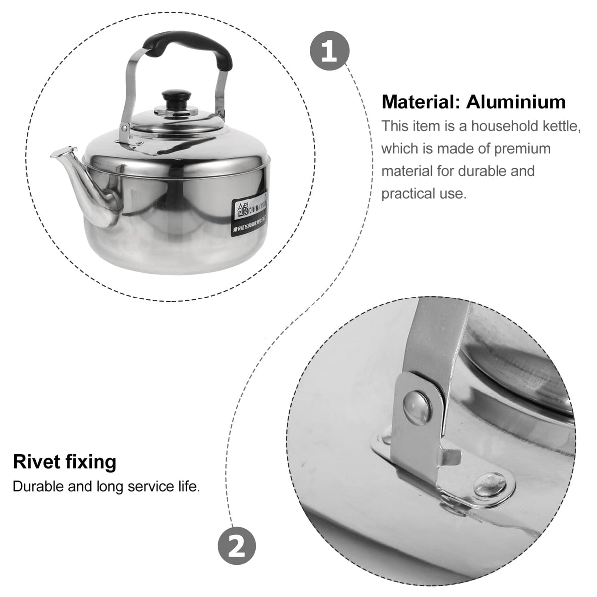 Cabilock Large Capacity Stainless Steel Sounding Kettle for Induction Cooker with Even Heat Transfer Bumpy Base and Comfortable Anti-Scald Handle 9.05X9.05X11.02In