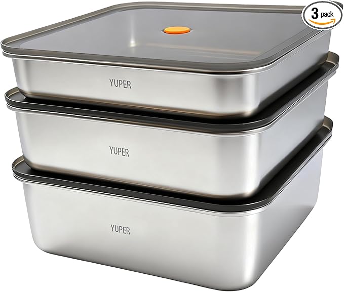 YUPER Stainless Steel Food Storage Containers, 3 Pack (84+125+162OZ)