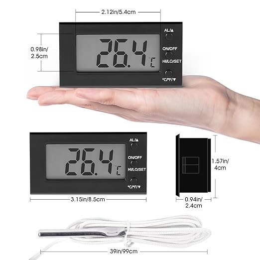 Digital Oven Thermometer -58°F to 572°F/-50°C-300°C, Thermometer with Probe, High Low Temperature Alarm, LCD, Celsius/Fahrenheit LXSZRPH (Black) (1)