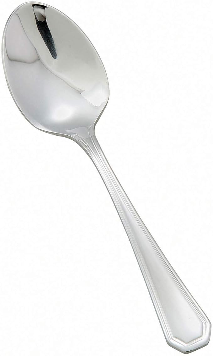 Winco 5 1/2" Silver Victoria Small Stainless Steel Spoon (Set of 12)