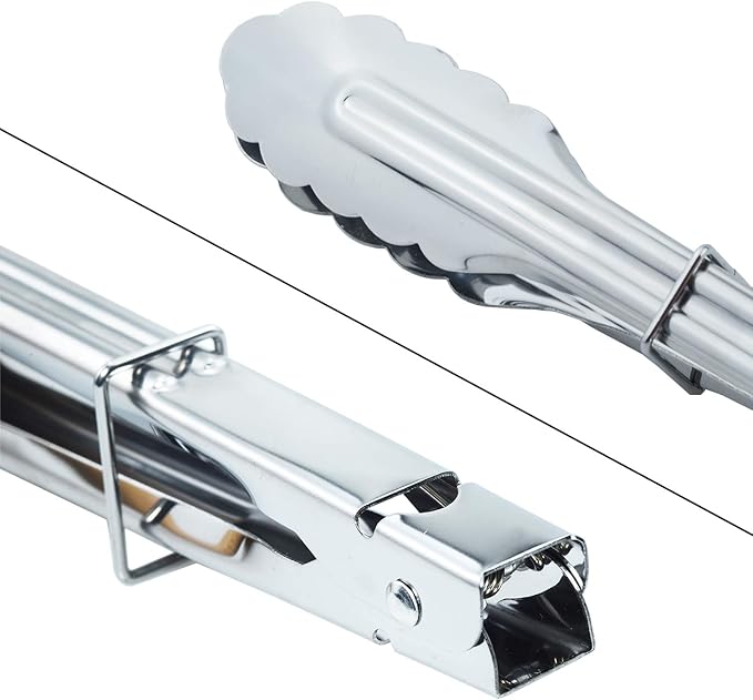 HINMAY Stainless Steel Serving Tongs Grilling Tongs for Cooking Camping Barbecue (12-Inch 3 Pieces)