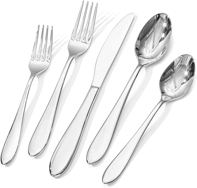 KINGSTONE 60-Piece Silverware Set for 12,18/10 Stainless Steel
