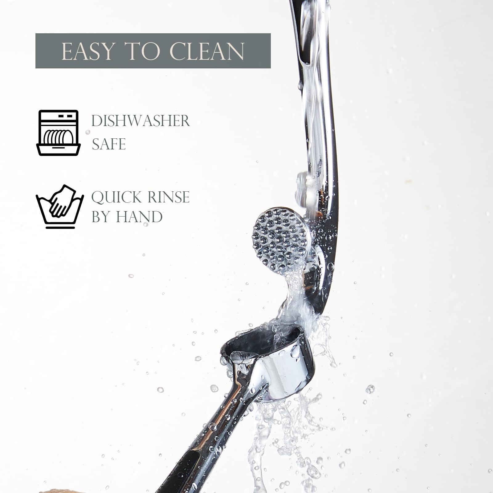 Premium Garlic Press, Professional Garlic Mincer, Easy to Squeeze and Clean, Rust Proof, Efficient Ginger Crusher - Sliver