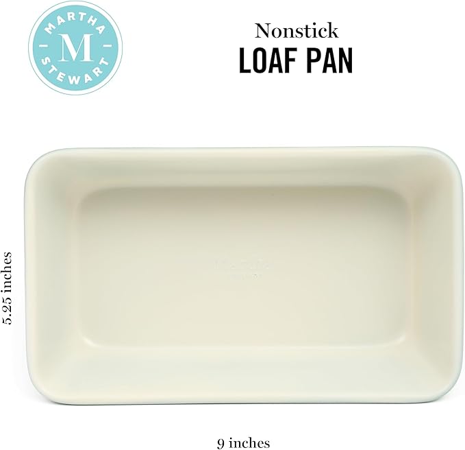 Martha Stewart Gallen 9 Inch Nonstick Carbon Steel Loaf Pan – Teal, Durable Bakeware for Even Baking and Easy Release