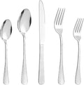 40 Pcs Silverware Set for 8, Food Grade Stainless Steel Flatware Set, Eating Utensils Sets Include Fork/Knife/Spoon, Reusable Cutlery Set for Home Kitchen, Dishwasher Safe, Wave Hammered