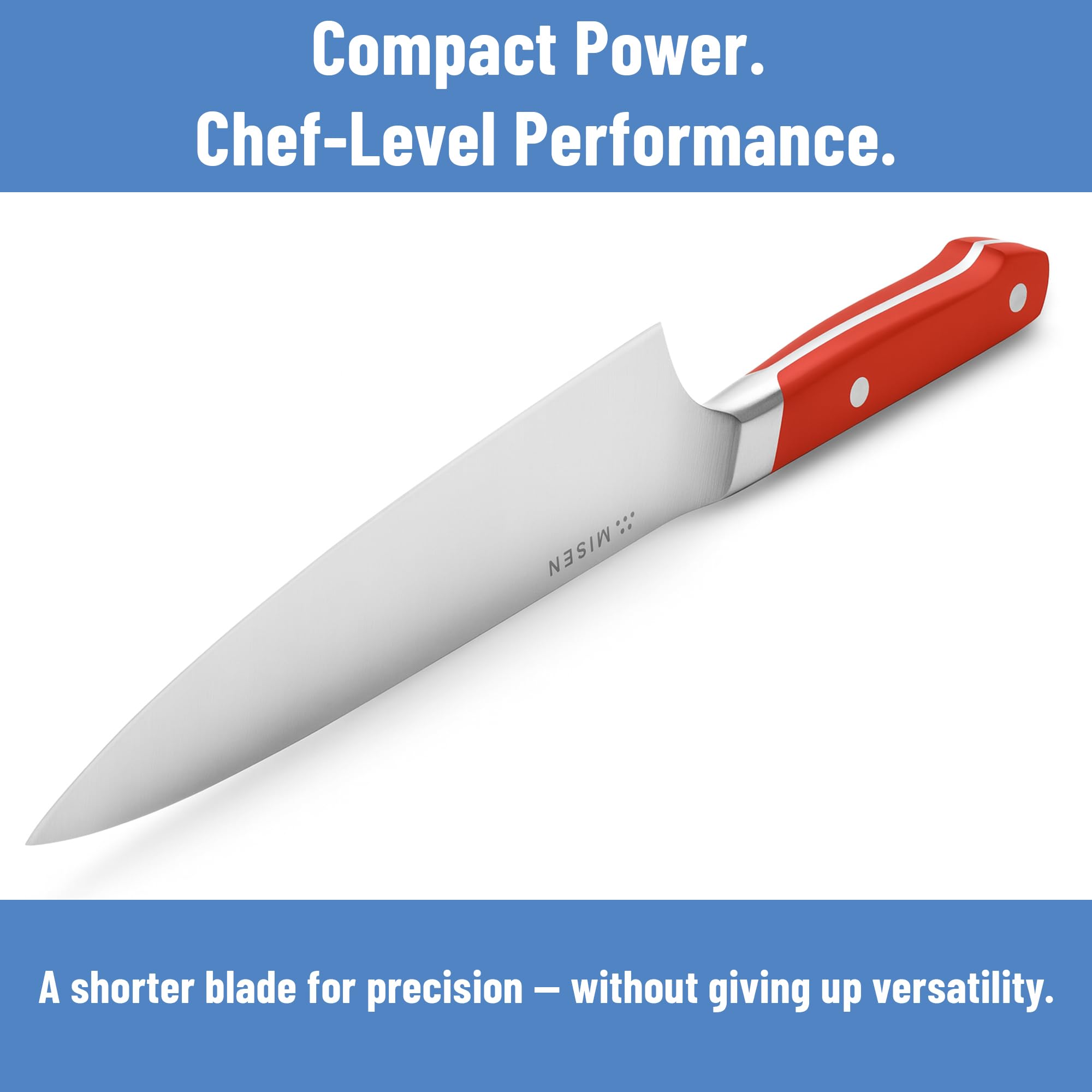 Misen 6.8" Chef Knife – High Carbon Japanese AUS-10 Stainless Steel – Hybrid German & Japanese Blade – Precision Kitchen Knife for Professionals & Home Cooks – Ultimate Cutting Performance - Red