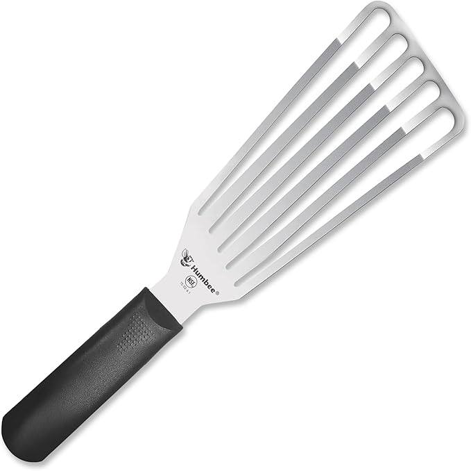 HUMBEE 6 Inches Fish Turner, Slotted Fish Spatula Dishwasher Safe NSF (Left Hand), Shovel Black