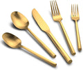 Kelenfer Matte Gold Silverware Set Hexagon Handle 20-Piece Service for 4