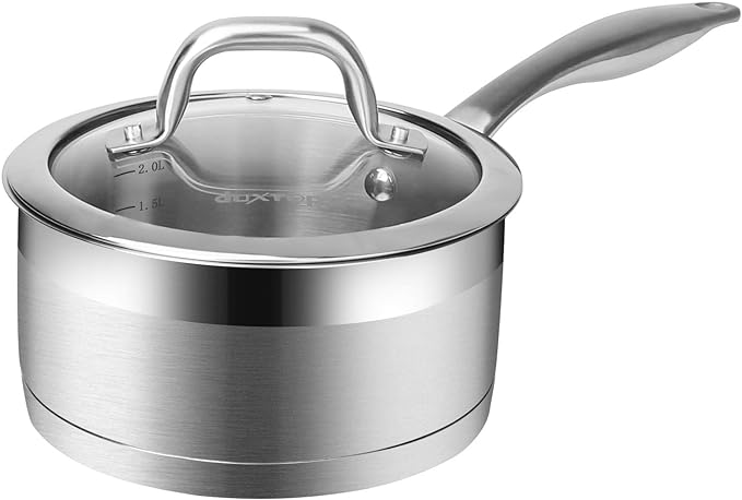 Duxtop Stainless Steel Sauce Pan with Lid, 2.5 Quart Induction Cooking Pot