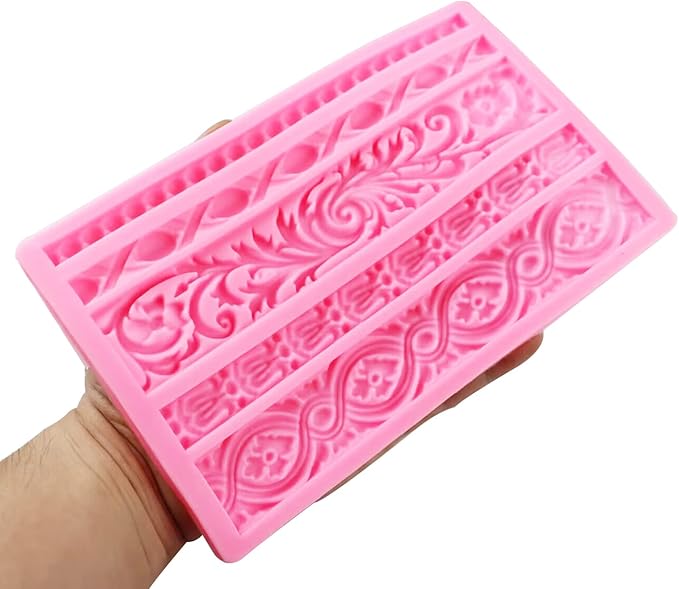 Baroque Silicone Molds, AIMEIKI 3 Pack Baroque Border Fondant Molds Scroll Lace Mold Vintage Curlicues Baking Molds for Cake Decorating, Chocolate, Cupcake Topper, Clay Crafts