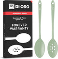 DI ORO Silicone Cooking Spoons - Solid & Slotted Set, 2-Pc Sage