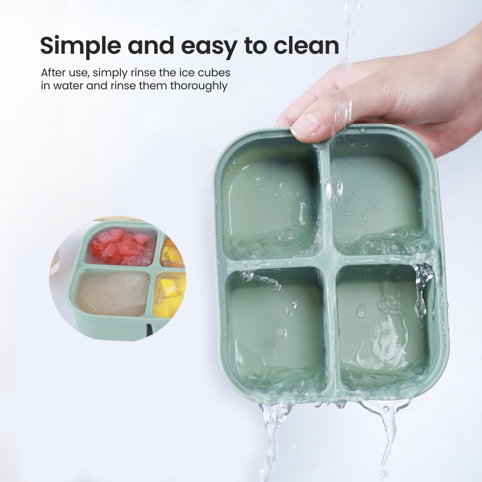 Nbyouw Ice Cube Tray 2 Pack – Stackable Large Silicone Ice Cube Freezer Molds & Easy Release Square Ice Cube Maker with Removable Lid BPA Free for Cocktail,Whiskey，Soup Baby Food
