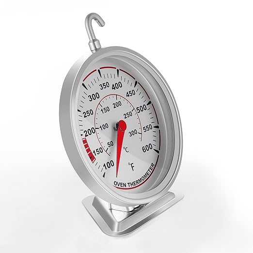 Extra Large 3" Oven Thermometer with Easy-Read Dial | Accurate Oven Temperature Reading | Dual Scale 100°F-600°F & -40°C-310°C | for Gas/Electric Ovens, Grill, BBQ, Baking, Meat