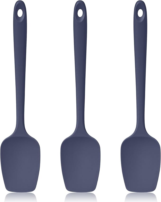Lilybeam 600ºF Heat Resistant Silicone Spoon Spatula Set of 3, Blue
