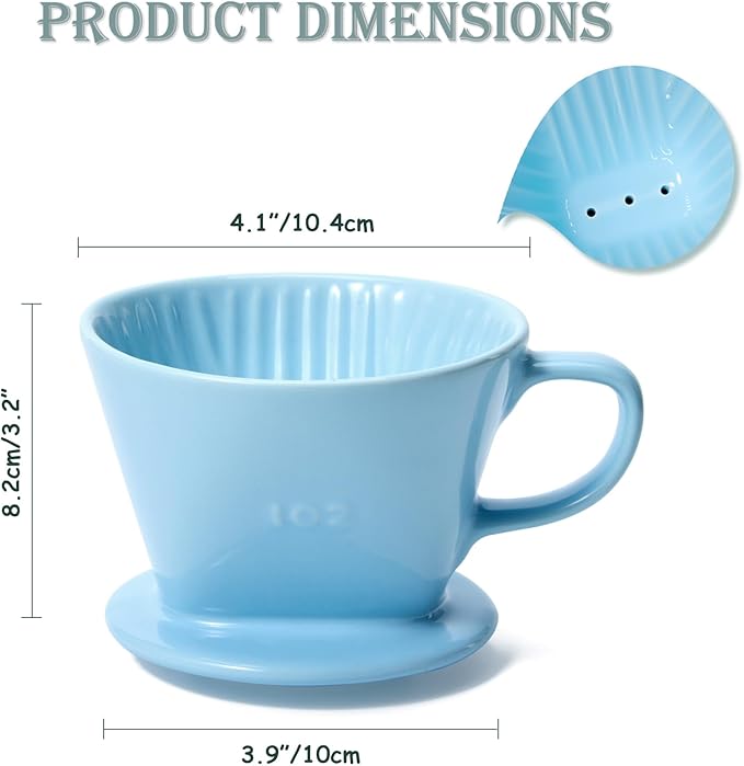Noarixa Pour Over Coffee Dripper, Ceramic Pour Over Coffee Maker, Blue