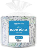 Amazon Basics Ultra Paper Plates, 10 Inch, Disposable, 372 Count (2 Pack of 186), Packaging May Vary