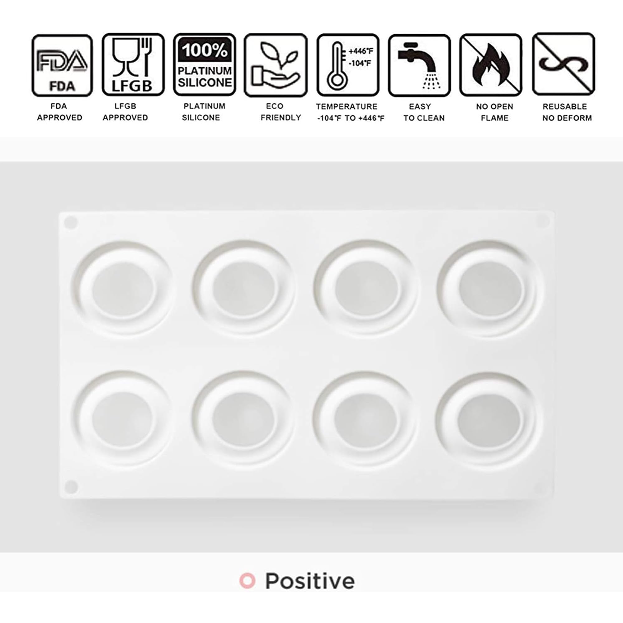 OCPO Kitchen Apple Silicone Mold for Baking Mousse Cake, 8 Cavities