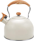 Foedo 3.2Qt Stainless Steel Whistling Tea Kettle Stovetop, Beige