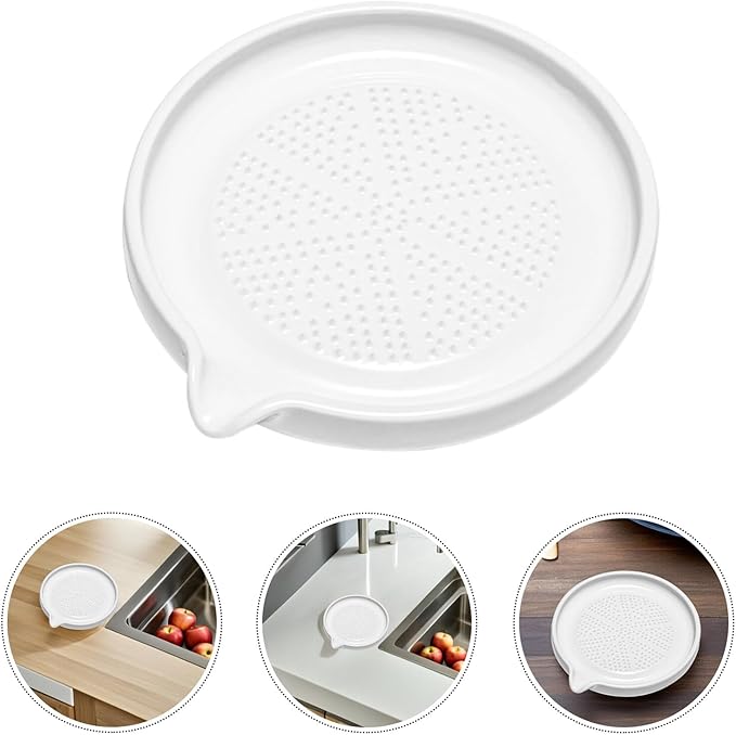CALLARON Ceramic Grater Plate for Ginger Garlic Fruit and Baby Food Manual Grinding Tool for Kitchen Use 4.72 X 4.25 X 0.78 in Easy to Clean Groove Tray Design