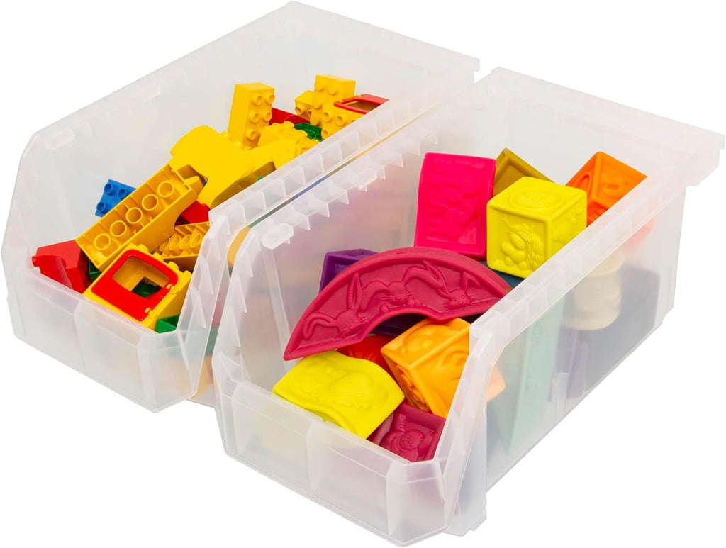 Akro-Mils ReadySpace Large Stackable Plastic Storage Bins, 6-Pack, Clear