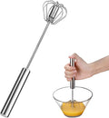 Egg Beater, Hand Easy Whisk Stainless Steel Hand Push Egg Beater Manual Mixer Blender for Home Kitchen Tool Whisking, Beating & Stirring (12 Inch)