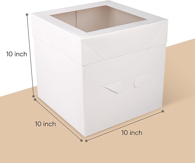 Cakebon Cake Box with Boards 10" White Round Wrapped Cake Drum 1Pack