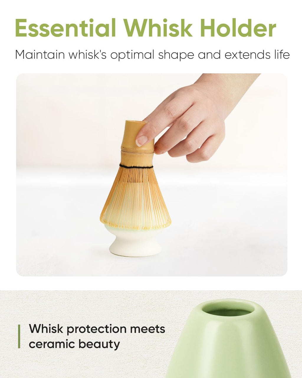 Joiish Matcha Whisk Set, 5-PC Matcha Kit Gift, Light Green