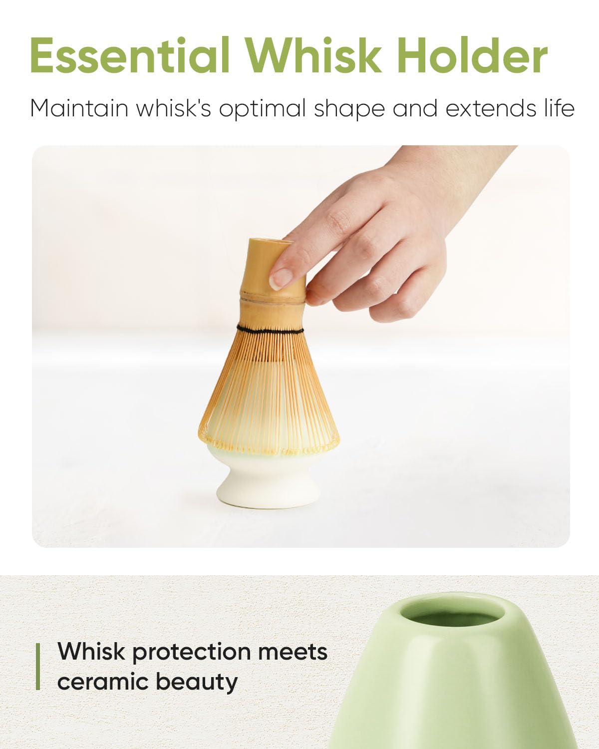 Joiish Matcha Whisk Set, 5-PC Matcha Kit Gift, Light Green