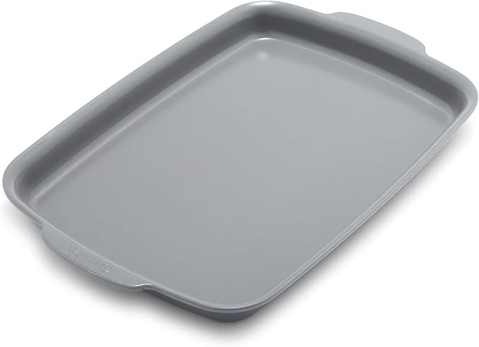 GreenPan Premiere Ovenware Healthy Ceramic Nonstick 13" x 9" Quarter Sheet Baking Pan, PFAS-Free, Warp-Free Bakeware, Durable Quick Heating, Oven & Broiler Safe to 600F, Dishwasher Safe, Gray
