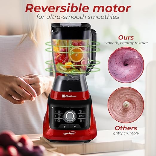Koblenz Bob Countertop Blender, 1400W, 68 oz, Black/Red, LKM-9608