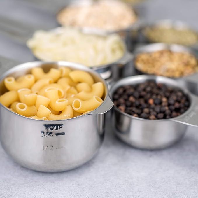 7-Piece 18/8 Stainless Steel Measuring Cups Set, Silver
