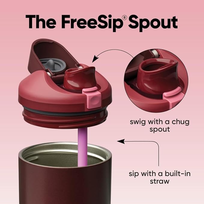 Owala FreeSip Tumbler Stainless Steel Water Bottle 40 oz Black Cherry
