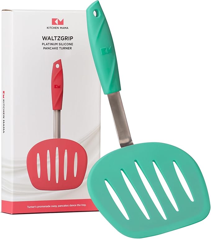 Kitchen Mama WaltzGrip Platinum Silicone Pancake Spatula Turner, Teal