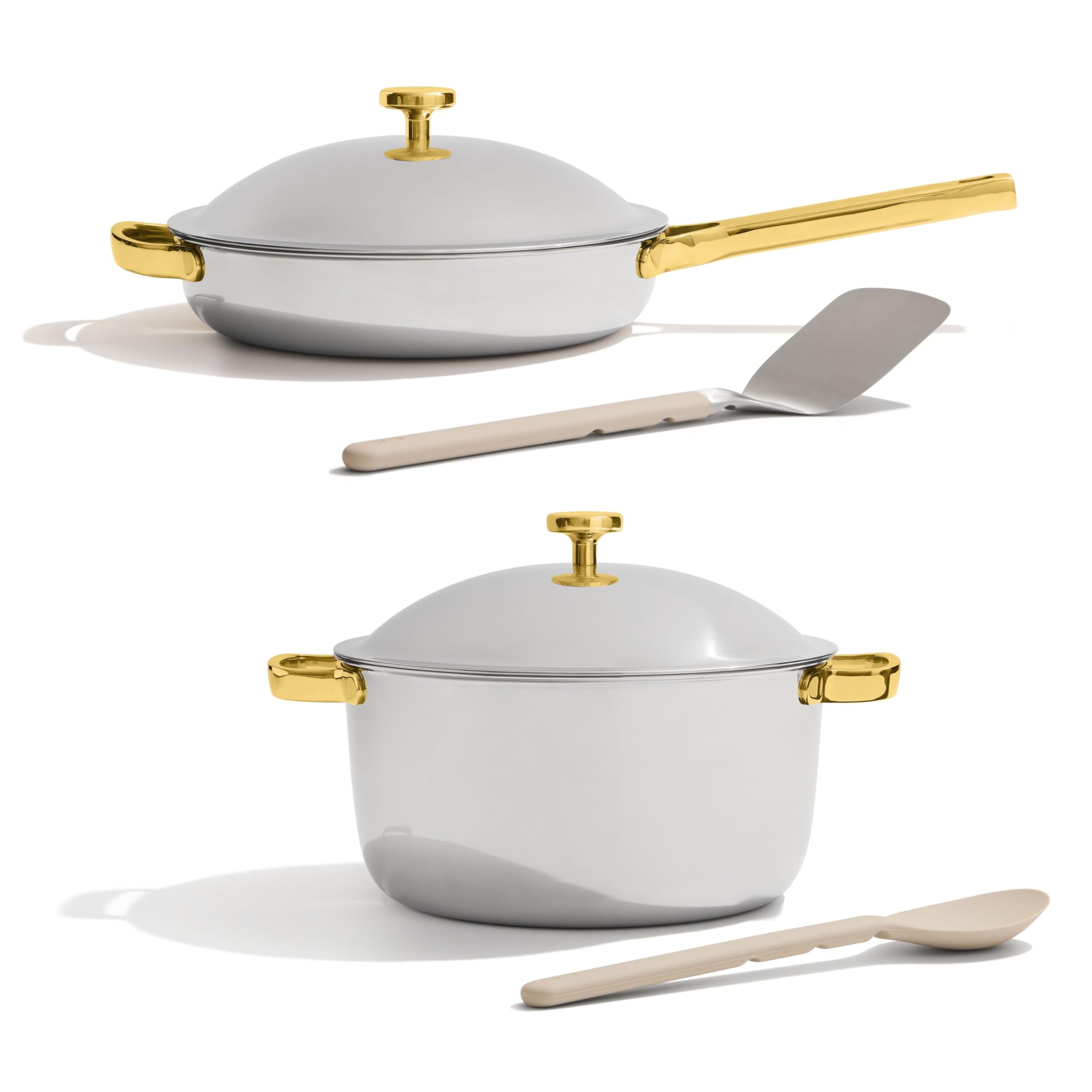 Our Place Titanium Pro Cookware Duo | 6-Piece Tri-Ply Titanium Cookware Set with Always Pan Pro & Perfect Pot Pro | Non-Toxic No-Coating Nonstick | Induction & Oven-Safe up to 750°F | Gold