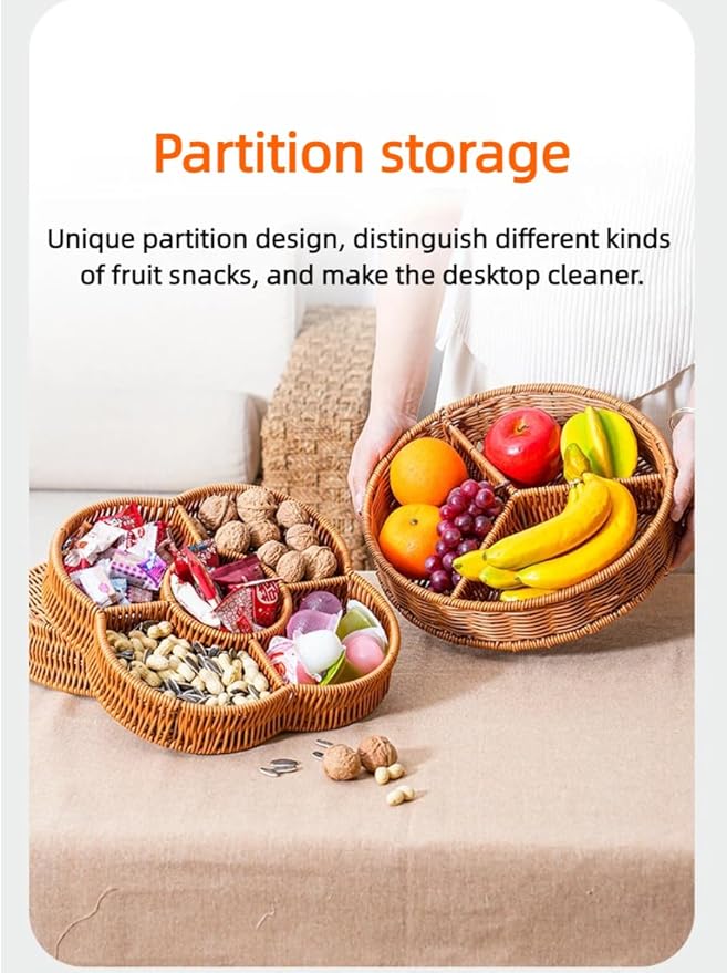 PSYCONES hand-woven round rattan basket storage basket storage box ornaments decorative basket multifunctional picnic food bread basket fruit gift basket key basket. (Chinese plum)