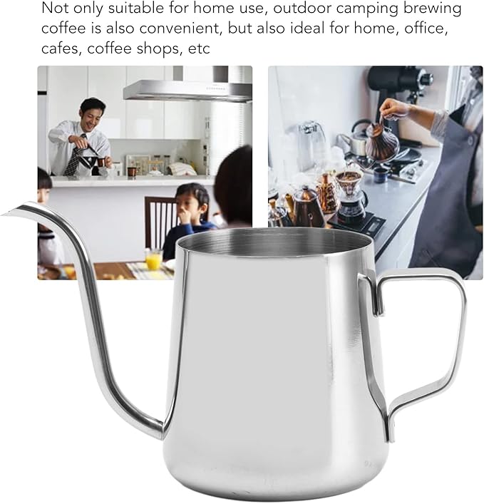 Pour Over Coffee Kettle, 8.5oz Stainless Steel Gooseneck Spout Pour Over Coffee Kettle, Long Narrow Drip Spout Coffee Tea Pots for Pour Over Coffee, Home Brewing, Camping (8.5oz, Silver)