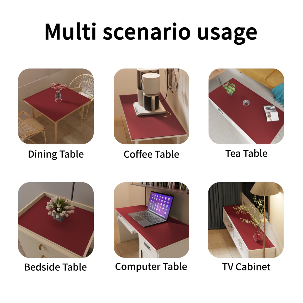 Zinkooat Table Cover Rectangle for Dining Room Table - Can Be Used On Both Sides Waterproof and Easy to Clean Good Flatness Used for Dining Table(Black+Wine Red 44x96)