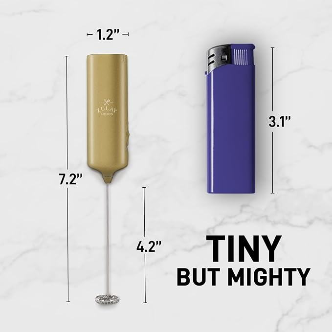 Mini & Mighty Milk Frother Wand – Powerful Handheld Coffee Frother, Battery Operated Drink Mixer – Compact Pocket Size – Detachable Whisk for Latte, Cappuccino, Matcha, Hot Chocolate