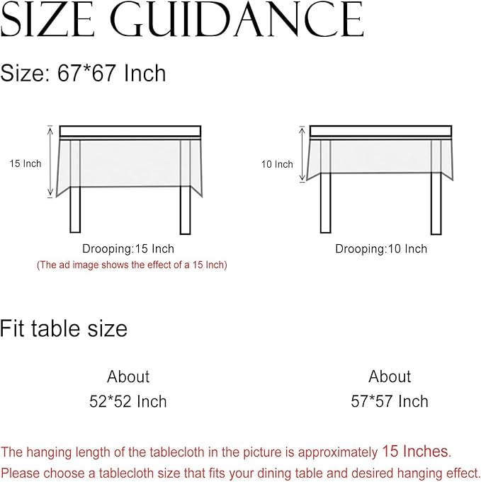ISAENNE Designer Linen Square Large Tablecloth,67"x67"-Chamonix A