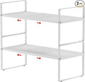 jkxoo 2Pcs Expandable Cabinet Shelf Organizers, 16.5"~27''L, White