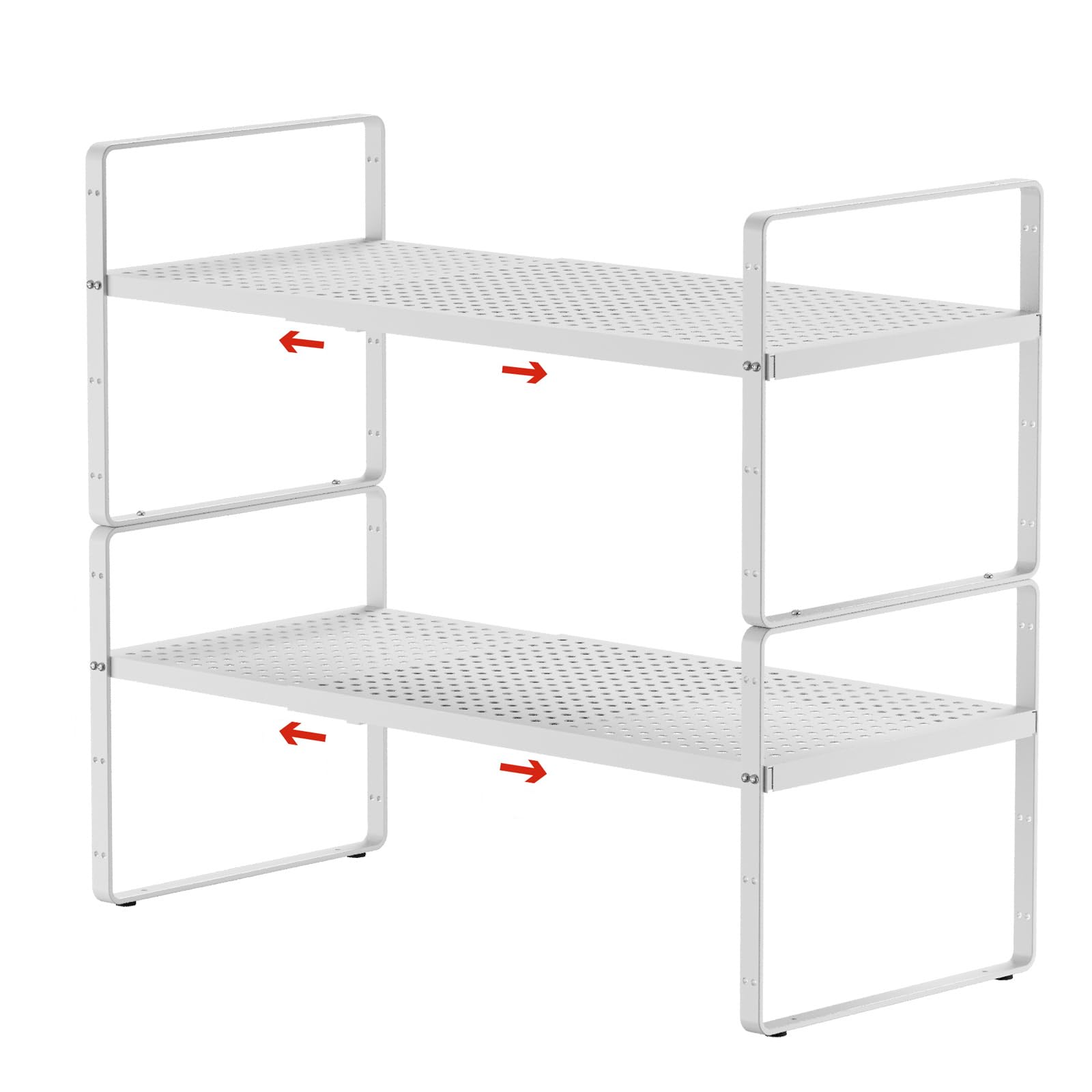 jkxoo 2Pcs Expandable Cabinet Shelf Organizers, 16.5"~27''L, White