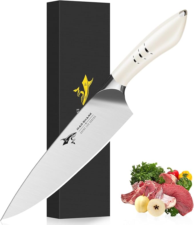 MAD SHARK Chef Knife 8 inch Sharp Kitchen Knife White