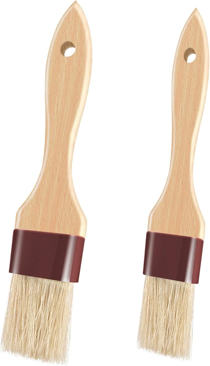 Pastry Brushes for Baking Basting Brush with Boar Bristles and Beech Hardwood Handles Culinary Oil Brush for Barbecue Butter Grill BBQ Sauce Baster Marinade Kitchen Food Cooking Brushes (1/1.5")